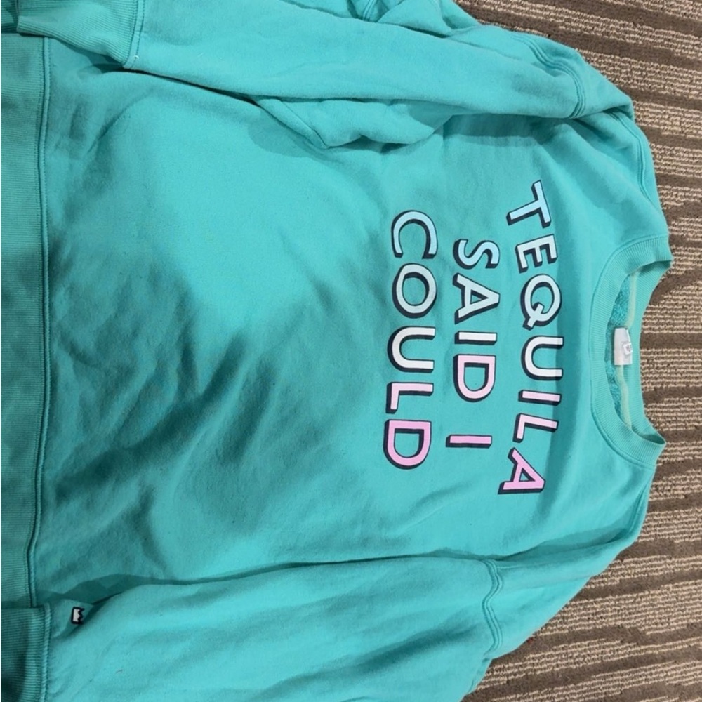Teal Sweatshirt with Graphic Text